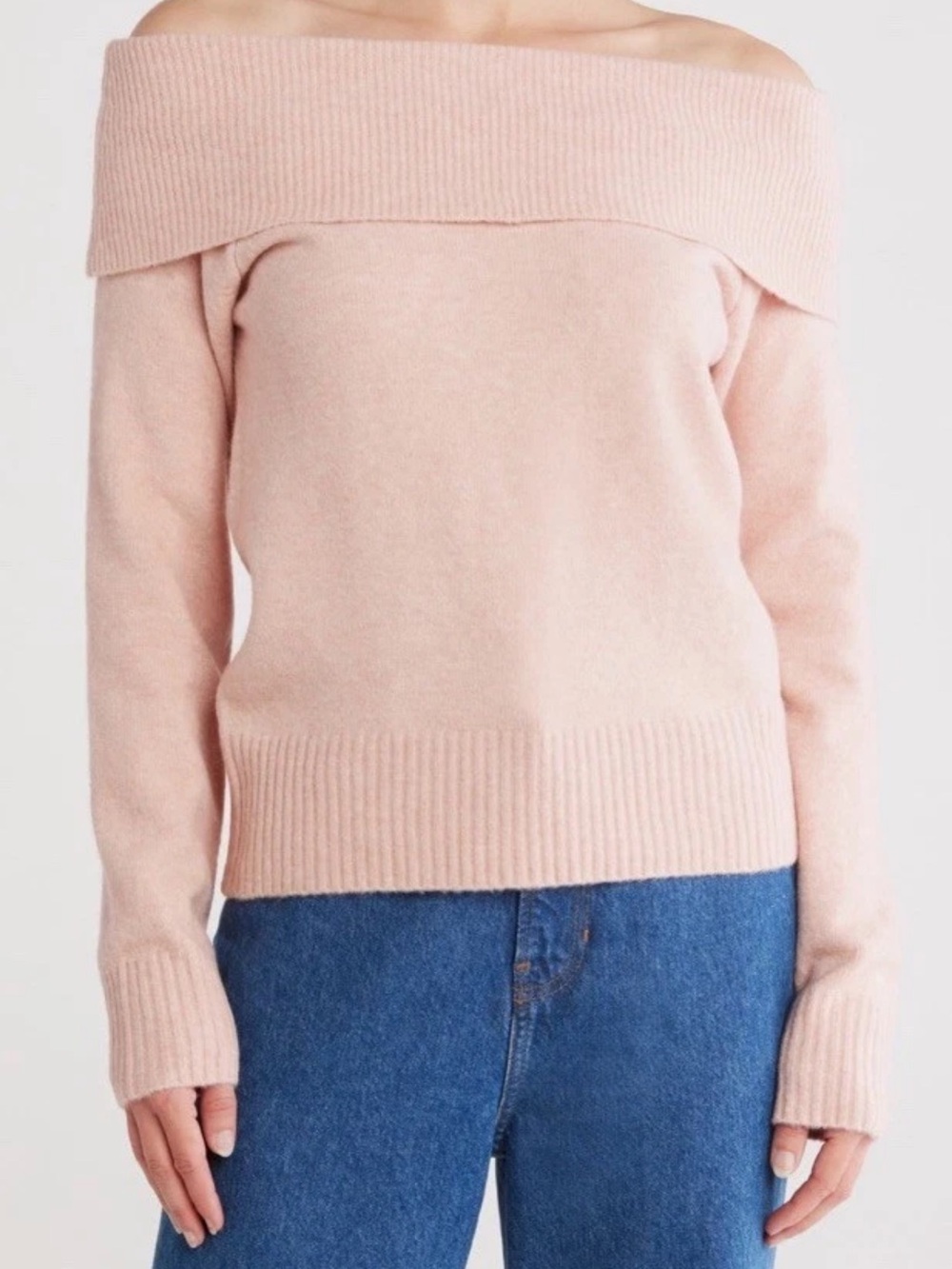 Lucky Brand Women Large Pink Ribbed Knit Off Shoulder Pullover Sweater NWT